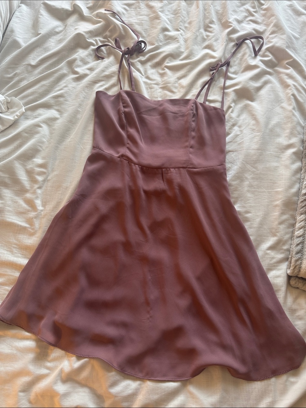 Tie-strap Mini Dress in Mauve